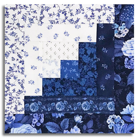 Windham Pre-Cut Log Cabin Table Runner Kit - China Blue