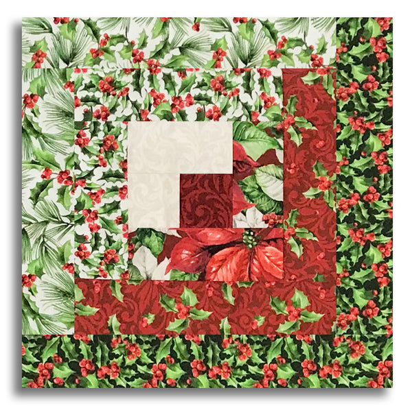 Northcott Pre-Cut 12 Block Log Cabin Quilt Kit -  Holiday Joy