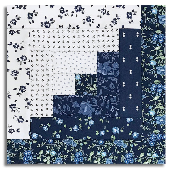 Moda Pre-cut 12 Block Log Cabin Quilt Kit - Blueprint