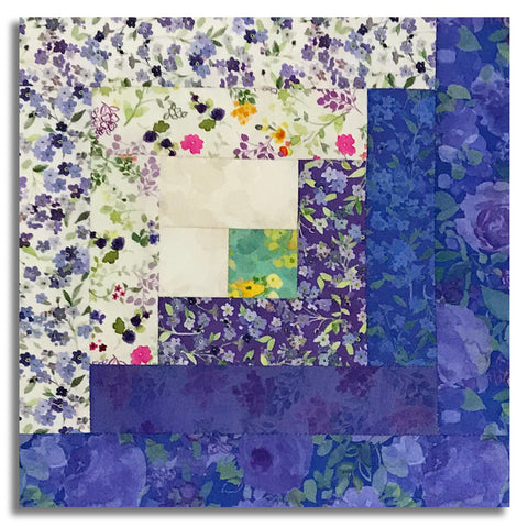 Clothworks Pre-Cut 12 Block Log Cabin Quilt Kit - Fleur De Rose