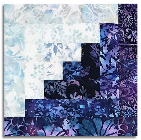 Matt's Hoffman Bali Batiks Pre-Cut 12 Block Log Cabin Quilt Kit - Celestial