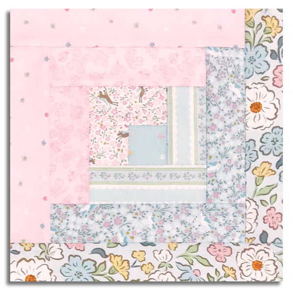 Matt's Riley Blake Pre-Cut 12-Block Log Cabin Quilt Kit - Little Posies
