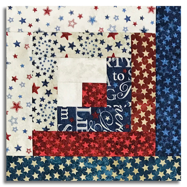 Northcott Pre-Cut 12 Block Log Cabin Quilt Kit -  Stars & Stripes 14