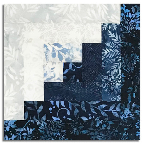 Matt's Hoffman Bali Batiks Pre-Cut 12 Block Log Cabin Quilt Kit - Into The Snow