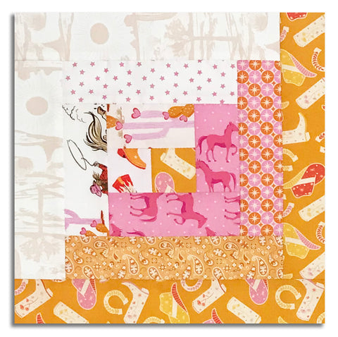 Matt's In The Beginning Pre-Cut 12 Block Log Cabin Quilt Kit - Go Cowgirl!