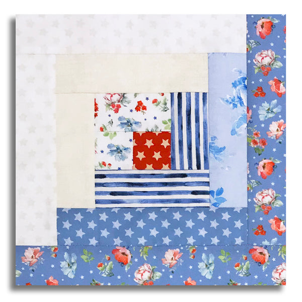 Clothworks Pre-Cut 12 Block Log Cabin Quilt Kit - Americana