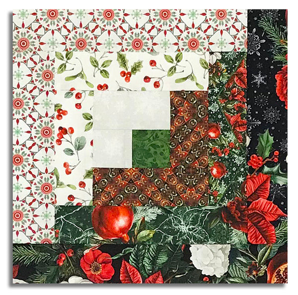 Matt's In The Beginning Pre-Cut 12 Block Log Cabin Quilt Kit - Winter Enchantment - Green