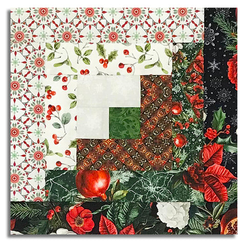 Matt's In The Beginning Pre-Cut 12 Block Log Cabin Quilt Kit - Winter Enchantment - Green