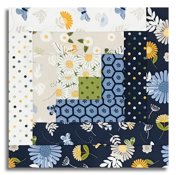 Riley Blake Pre-Cut 12-Block Log Cabin Quilt Kit - Sunshine & Dandelions