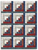 Northcott Pre-Cut 12 Block Log Cabin Quilt Kit -  Stars & Stripes 14