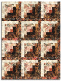 Matt's Hoffman Bali Batiks Pre-Cut 12 Block Log Cabin Quilt Kit - Fall Into You - Harvest