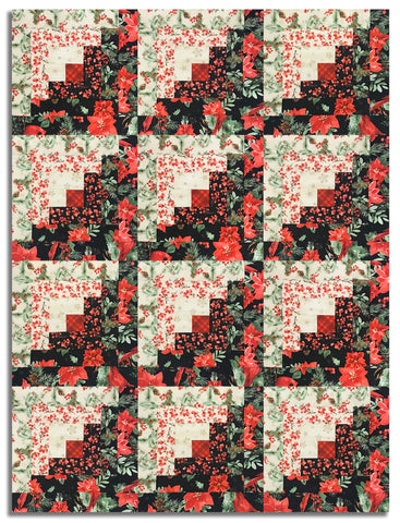 Wilmington Pre-Cut 12 Block Log Cabin Quilt Kit - Cardinal Celebration