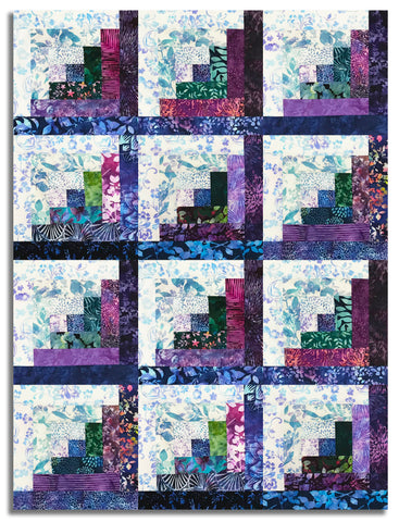 Hoffman Bali Batiks Pre-Cut 12 Block Log Cabin Quilt Kit - Northern Lights