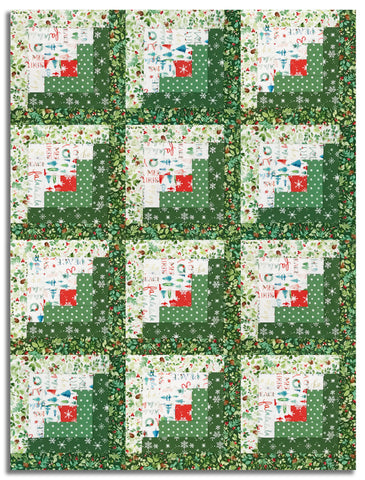 Clothworks Pre-cut 12 Block Log Cabin Quilt Kit - Santa Paws