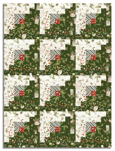 Matt's Riley Blake Pre-Cut 12-Block Log Cabin Quilt Kit - Holiday Spirit