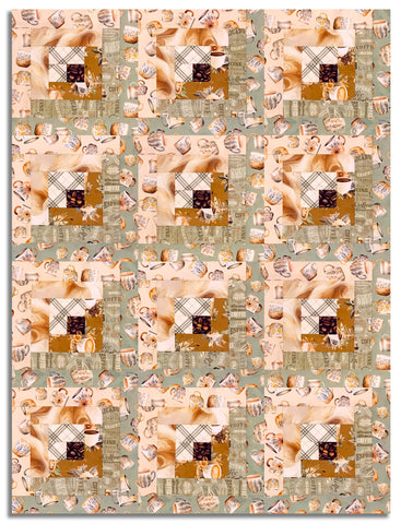 Matt's Riley Blake Pre-Cut 12-Block Log Cabin Quilt Kit - Coffee Time