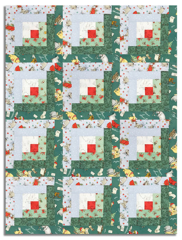 Matt's Studio E Pre-cut 12 Block Log Cabin Quilt Kit - Christmas At Pooh Corner