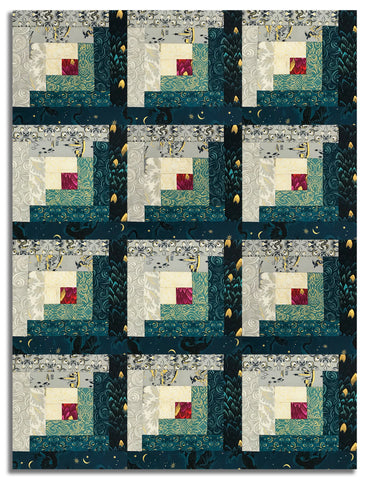 Moda Pre-cut 12 Block Log Cabin Quilt Kit - Fireglow