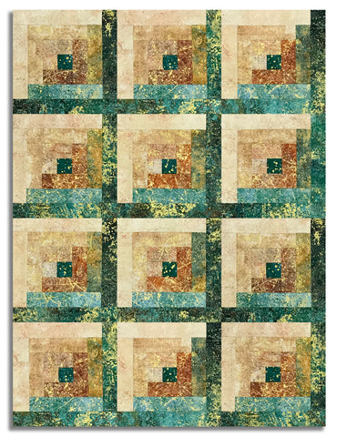 Northcott Pre-Cut 12 Block Log Cabin Quilt Kit - Stonehenge Valencia