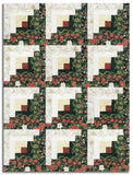 Hoffman Metallic Pre-Cut 12 Block Log Cabin Quilt Kit - Blooming Holidays