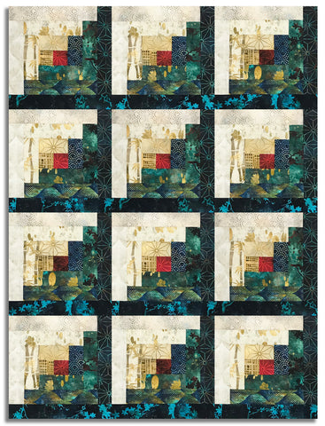 Matt's Moda Pre-cut 12 Block Log Cabin Quilt Kit - Tranquil Patina