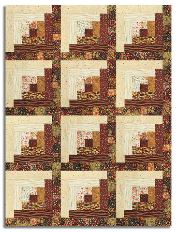 Andover/Makower Pre-Cut 12 Block Log Cabin Quilt Kit - Golden