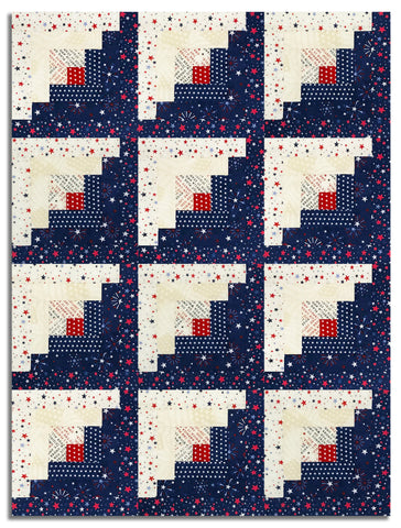 Wilmington Pre-Cut 12 Block Log Cabin Quilt Kit - Founding Glory
