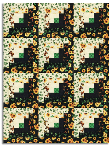 Wilmington Pre-Cut 12 Block Log Cabin Quilt Kit - Sunshine Whispers