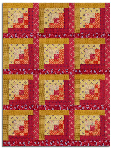 Riley Blake Pre-Cut 12-Block Log Cabin Quilt Kit - Vera's Garden - Red