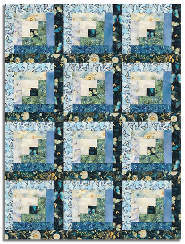 Timeless Treasures Pre-Cut 12 Block Log Cabin Quilt Kit - Forest Whisper