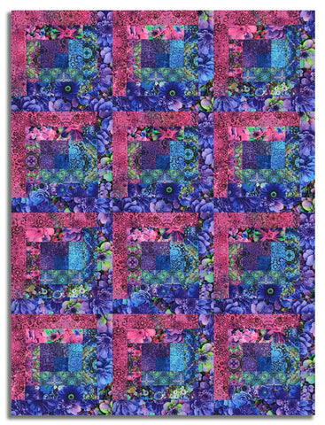 Hoffman Pre-Cut 12 Block Log Cabin Quilt Kit - Bloom!