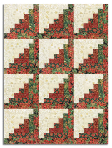Hoffman Pre-Cut 12 Block Log Cabin Quilt Kit - Christmas Wish