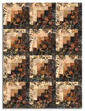 Hoffman Bali Batiks Pre-Cut 12 Block Log Cabin Quilt Kit - Coffee Shoppe