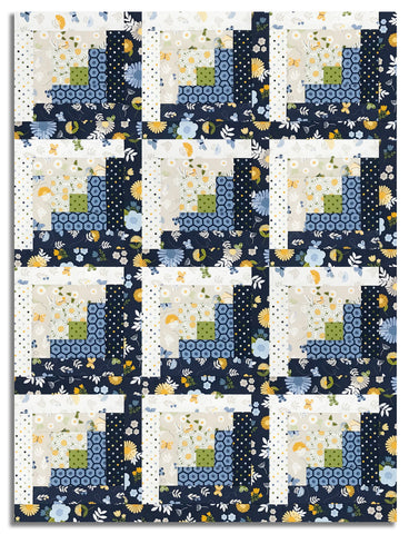 Riley Blake Pre-Cut 12-Block Log Cabin Quilt Kit - Sunshine & Dandelions
