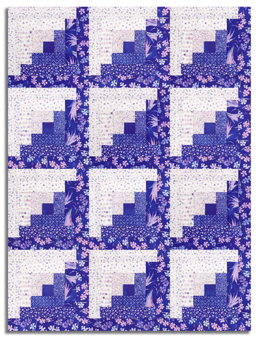 Moda Pre-cut 12 Block Log Cabin Quilt Kit - Delphinium