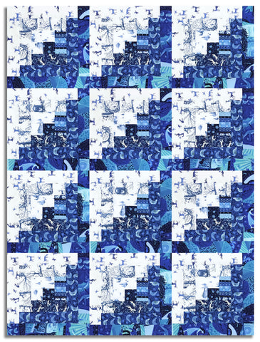 Matt's Free Spirit Pre-cut 12 Block Log Cabin Quilt Kit - Azul