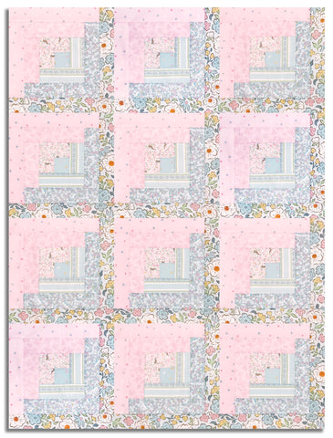 Matt's Riley Blake Pre-Cut 12-Block Log Cabin Quilt Kit - Little Posies