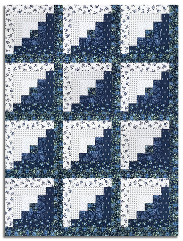 Moda Pre-cut 12 Block Log Cabin Quilt Kit - Blueprint