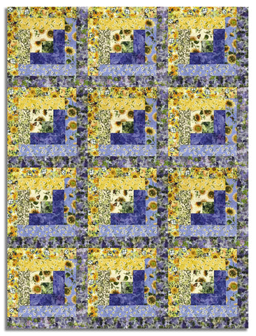 Matt's Clothworks Pre-Cut 12 Block Log Cabin Quilt Kit - Sunflower Song