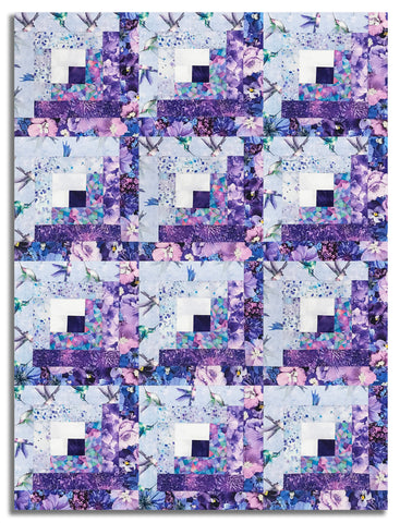 Timeless Treasures Pre-Cut 12 Block Log Cabin Quilt Kit - Garden Delight