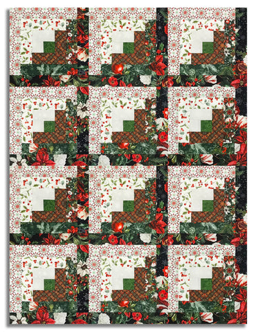 Matt's In The Beginning Pre-Cut 12 Block Log Cabin Quilt Kit - Winter Enchantment - Green