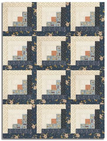Matt's Riley Blake Pre-Cut 12-Block Log Cabin Quilt Kit - Charmed & Treasured
