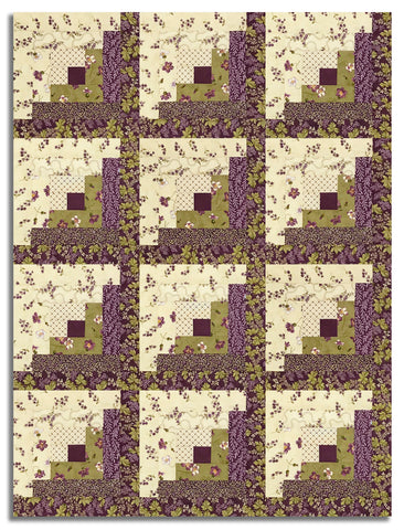 Moda Pre-cut 12 Block Log Cabin Quilt Kit - Collection For A Cause: Essence - Plum