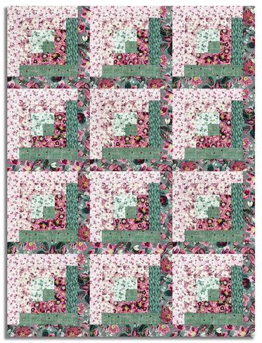 Matt's Blank Quilting Pre-Cut 12 Block Log Cabin Quilt Kit - Lush & Lavish