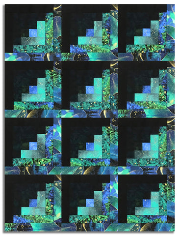 Matt's Timeless Treasures Pre-Cut 12 Block Log Cabin Quilt Kit - Endless Sky