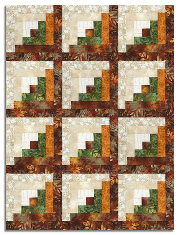 Henry Glass & Co. Pre-Cut 12 Block Log Cabin Quilt Kit - Oak & Berries