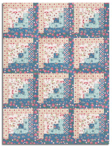 Poppie Cotton Pre-Cut 12 Block Log Cabin Quilt Kit - Stolen Moments
