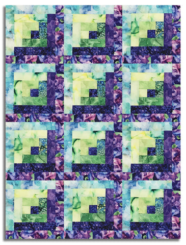 Northcott Pre-Cut 12 Block Log Cabin Quilt Kit -  Infatuation