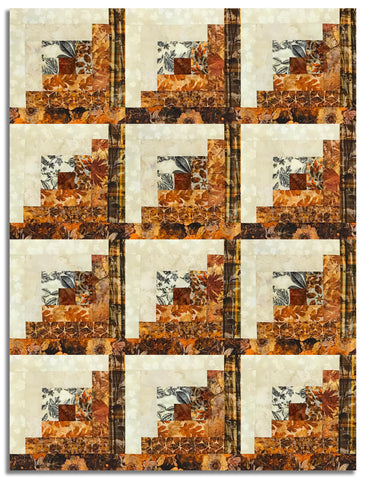 Matt's In The Beginning Pre-Cut 12 Block Log Cabin Quilt Kit - Autumn Elegance