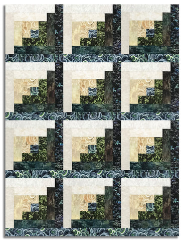 Clothworks Pre-Cut 12 Block Log Cabin Quilt Kit - Nature Study